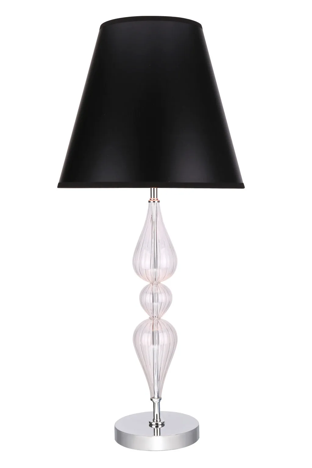 # 40088-1 29" High Transitional Metal & Glass Table Lamp, Clear Colored Glass with Empire Shaped Lamp Shade in Black, 13" W