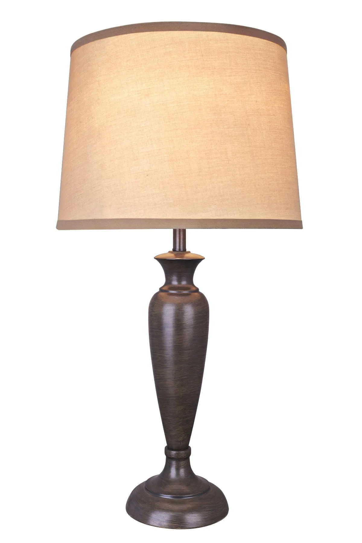 # 40137-02, Two Pack Set - 26 1/2" High Transitional Metal Table Lamp, Mushroom Grey Finish with Hardback Empire Shaped Lamp Shade in Off White, 16" Wide