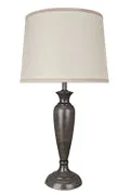 # 40137-02, Two Pack Set - 26 1/2" High Transitional Metal Table Lamp, Mushroom Grey Finish with Hardback Empire Shaped Lamp Shade in Off White, 16" Wide