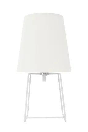 # 40172-11, 13" High Transitional Metal Accent Table Lamp, White Painted Finish and Empire Shaped Lamp Shade in White, 7" Wide