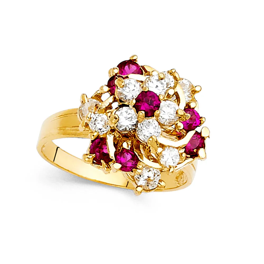 14K Yellow Gold Cubic Zirconia Motion Ring