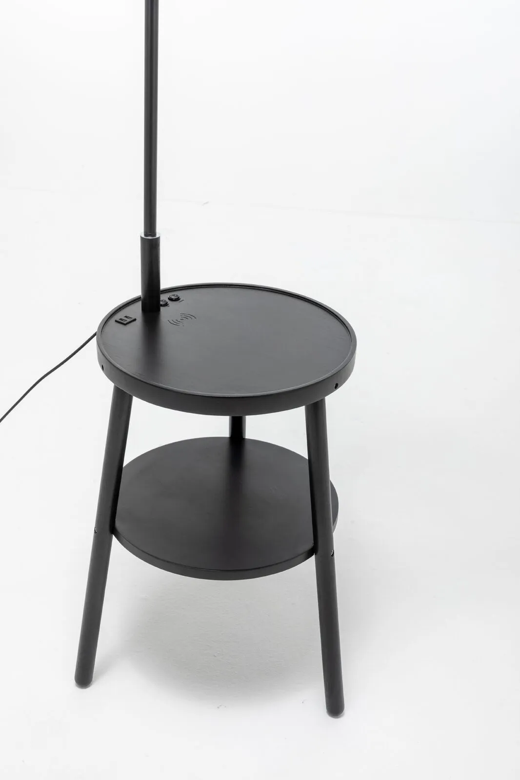 174cm Naples Tripod Floor Lamp & Shelf Storage w/ USB Charger - Matte Black