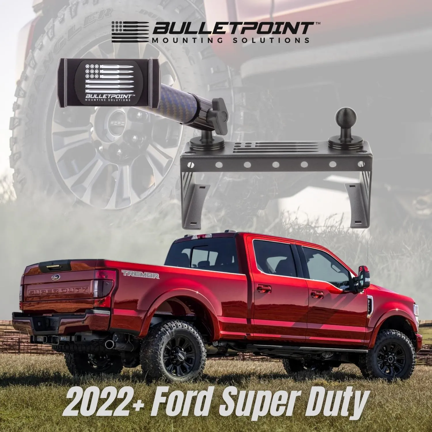 2022 Ford F250/F350/450 Super Duty (Tremor Off-Road   SYNC 4) Universal Dual 20mm Ball Dash Phone Mount