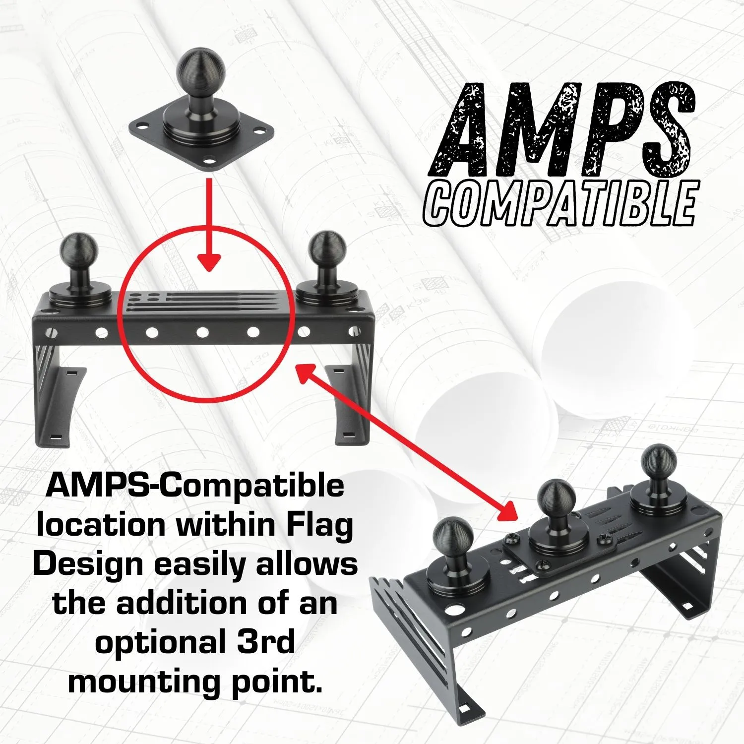 2022 Ford F250/F350/450 Super Duty (Tremor Off-Road   SYNC 4) Universal Dual 20mm Ball Dash Phone Mount