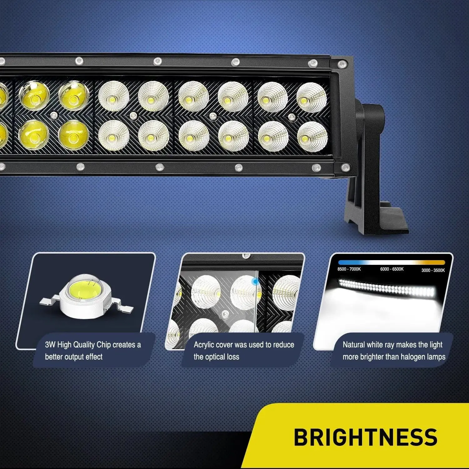 32 Inch 180W 11675LM Double Row Black Curved Spot Flood LED Light Bar | 16AWG Wire 5Pin Switch