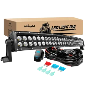 32 Inch 180W 11675LM Double Row Black Curved Spot Flood LED Light Bar | 16AWG Wire 5Pin Switch