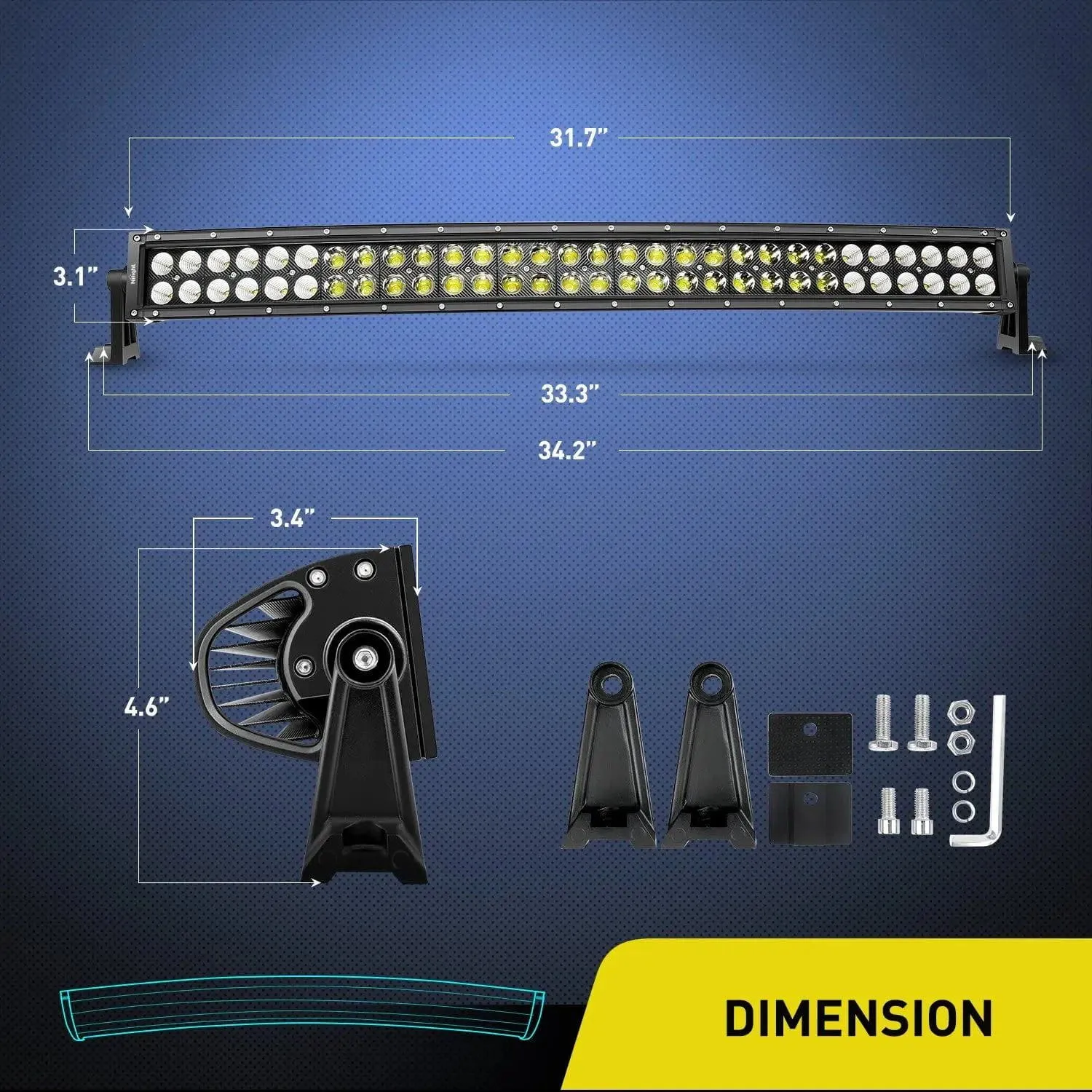 32 Inch 180W 11675LM Double Row Black Curved Spot Flood LED Light Bar | 16AWG Wire 5Pin Switch