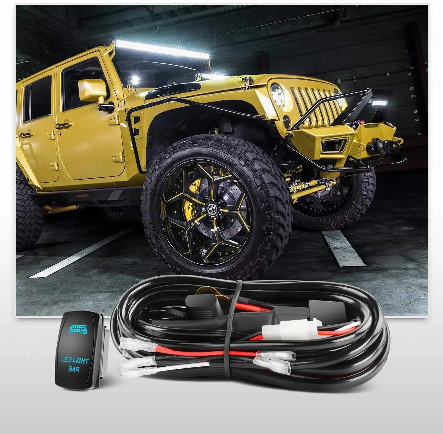 32 Inch 180W 11675LM Double Row Black Curved Spot Flood LED Light Bar | 16AWG Wire 5Pin Switch