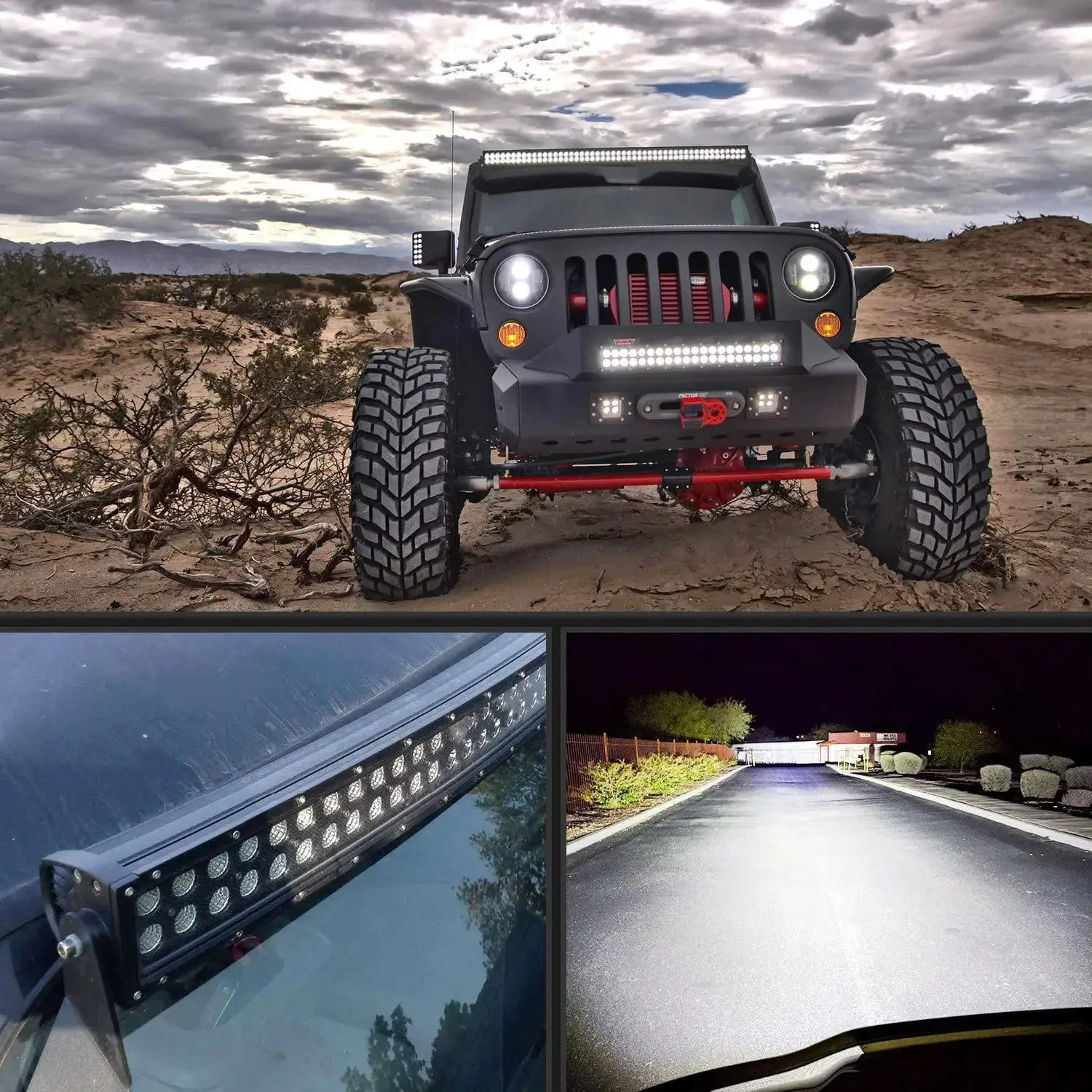 32 Inch 180W 11675LM Double Row Black Curved Spot Flood LED Light Bar | 16AWG Wire 5Pin Switch