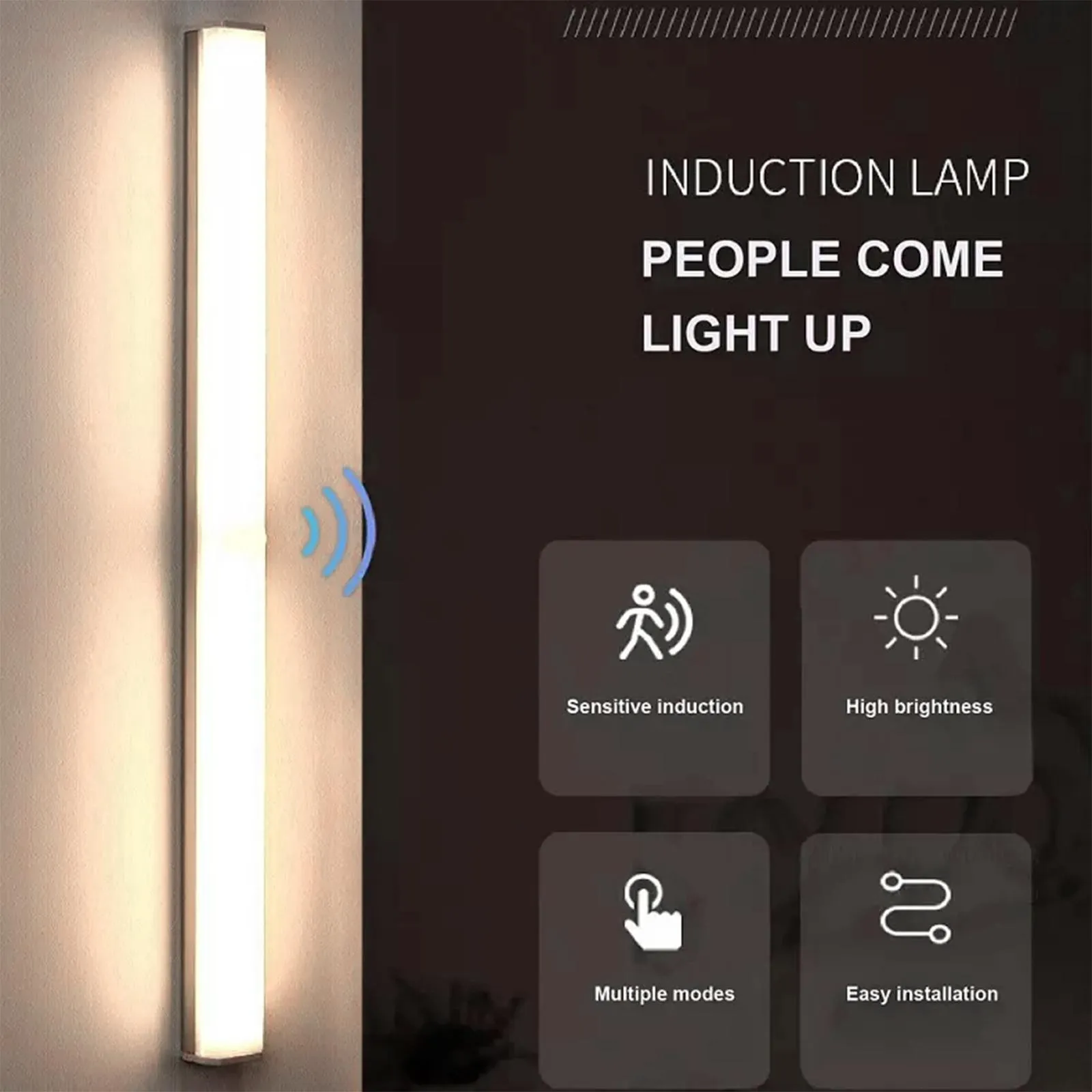 32CM Rechargeable Motion Sensor Night Light Cabinet Light-White