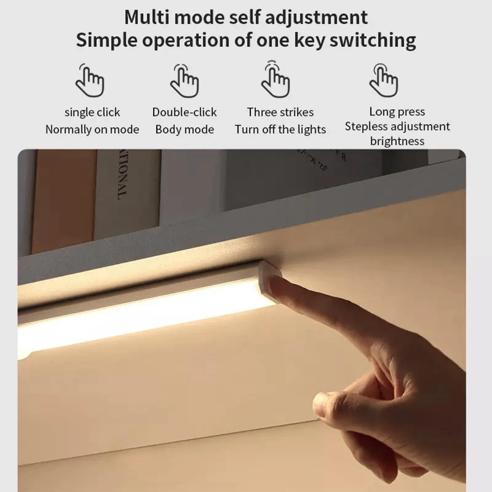 32CM Rechargeable Motion Sensor Night Light Cabinet Light-White