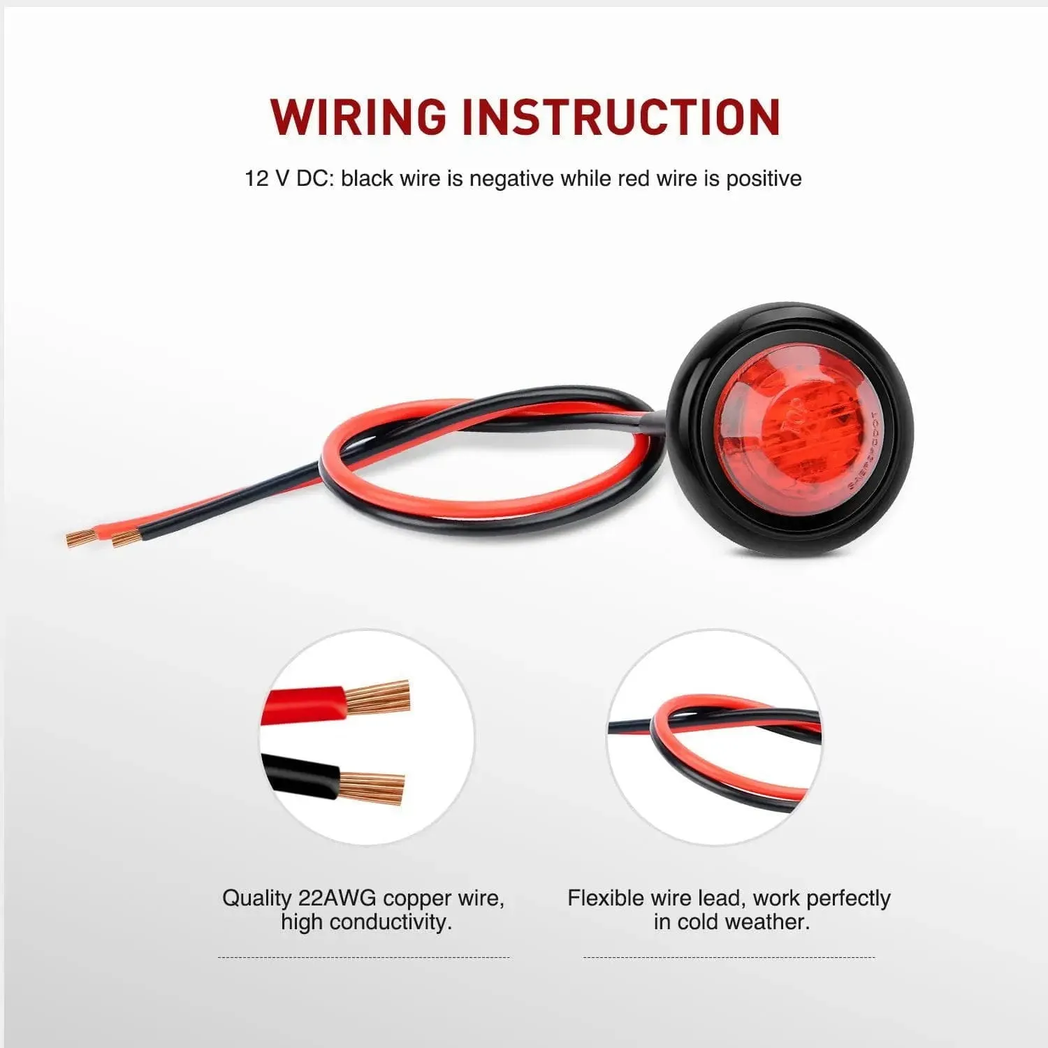 3/4 inch Red Round LED Marker Lights (10 Pcs)