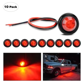 3/4 inch Red Round LED Marker Lights (10 Pcs)