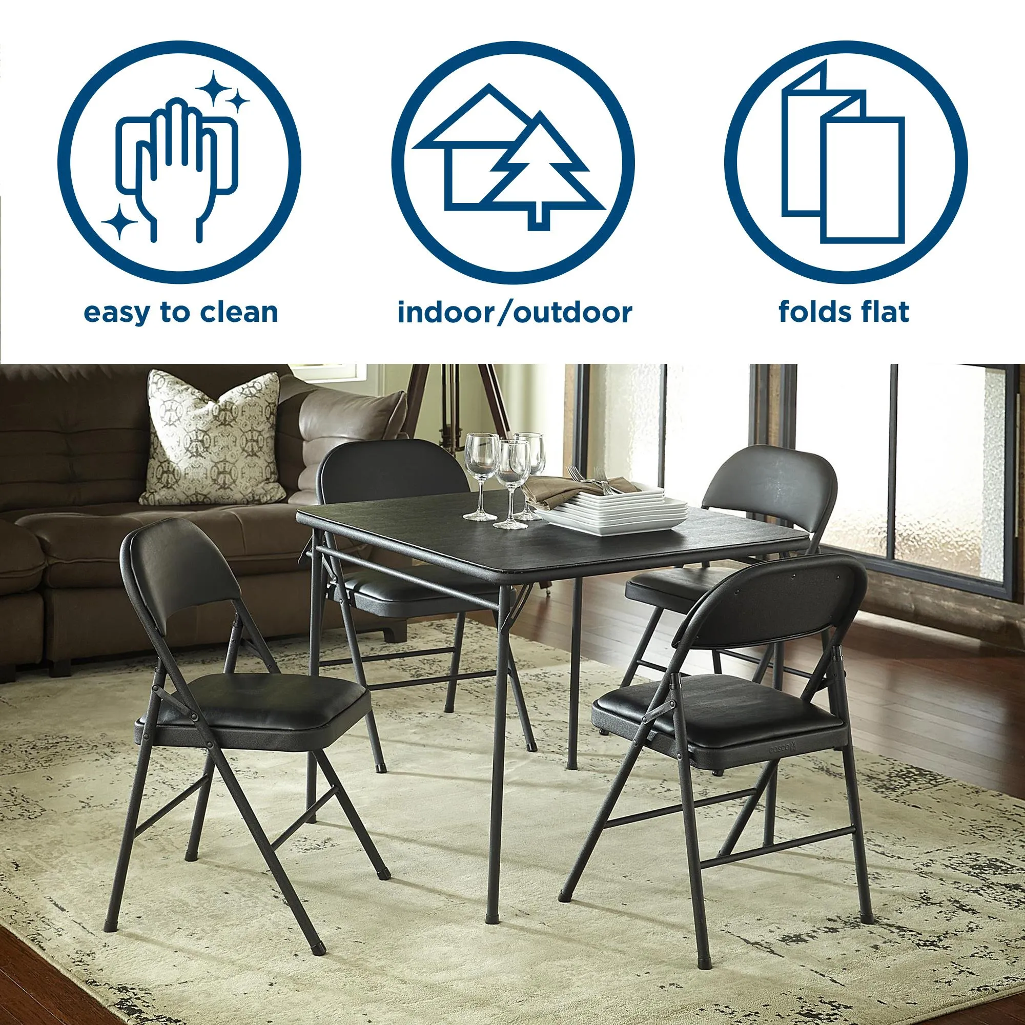 34" Vinyl Top Folding Table