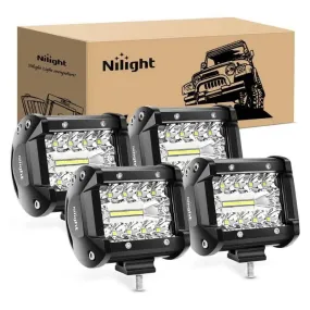4 Inch 60W 6000LM Triple Row Spot Flood LED Pods (2 Pairs)