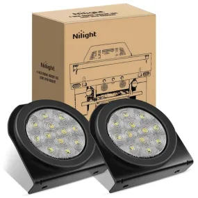 4 Inch Round White Tail Lights w/ Mount Bracket (Pair)
