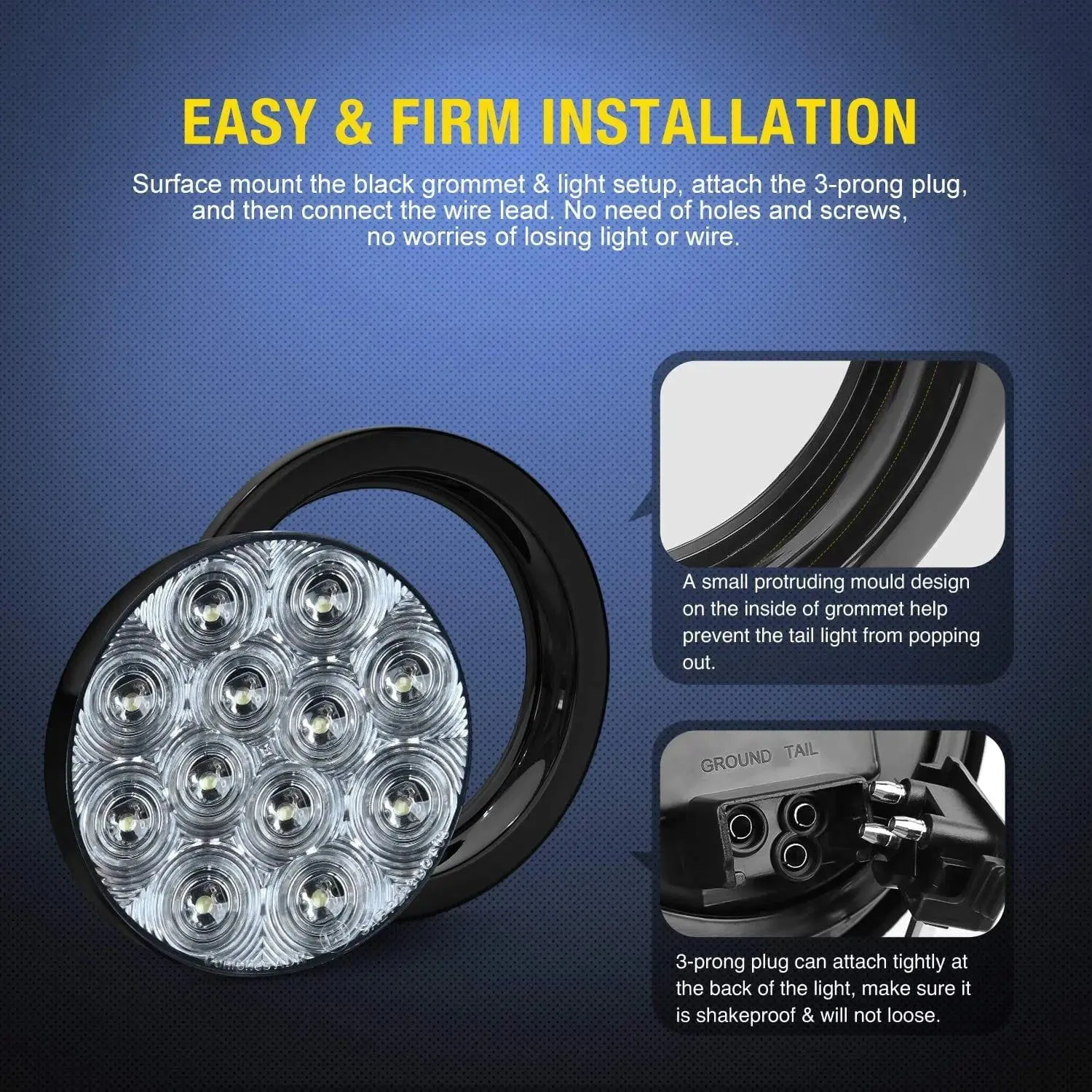 4 Inch White Round 12Leds Tail Light (Pair)