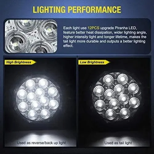 4 Inch White Round 12Leds Tail Light (Pair)