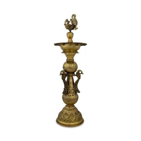 5 Face Kuthu Vilakku - 14 x 4 Inches | Brass Lamp/ Annam Peacock Deep/ Diya for Pooja/ 560 Gms Approx