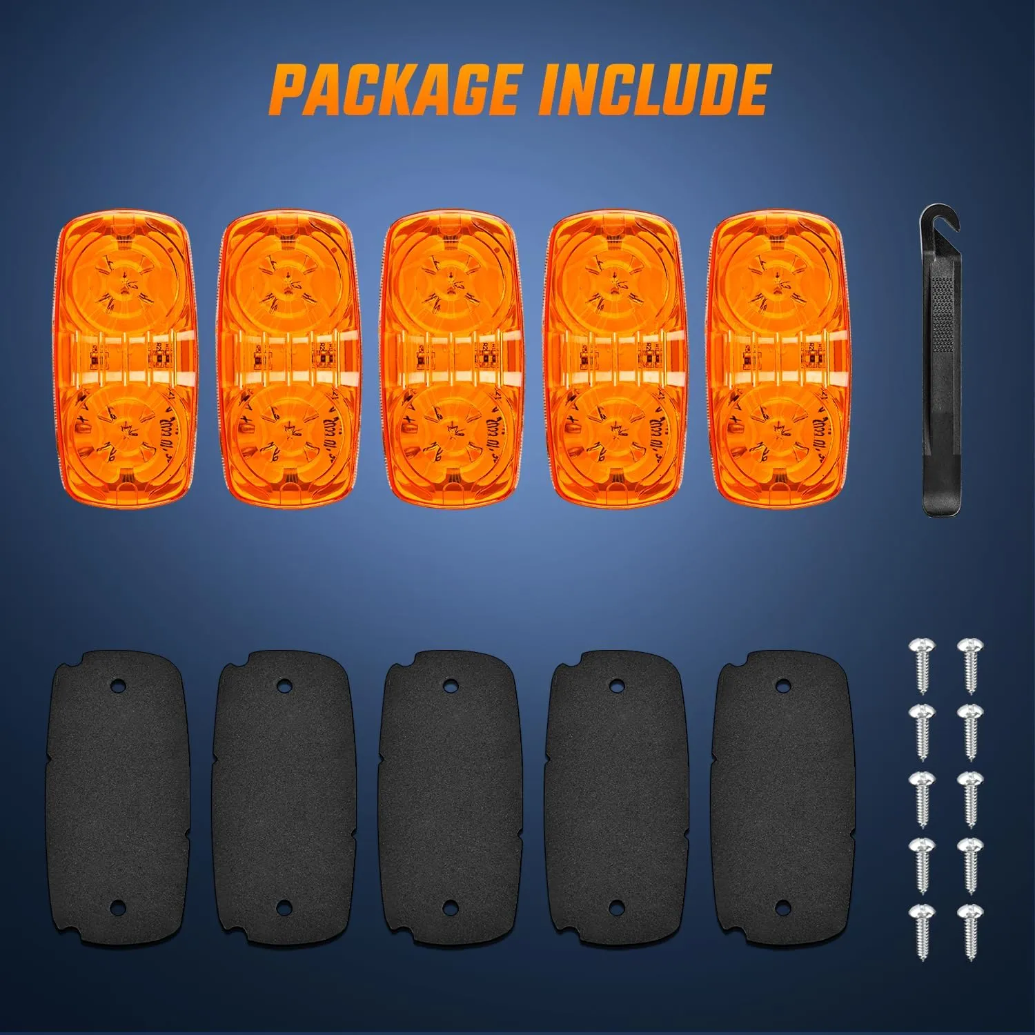 5PCS Amber 10LED Rectangular Clearance Double Bullseye Marker Light