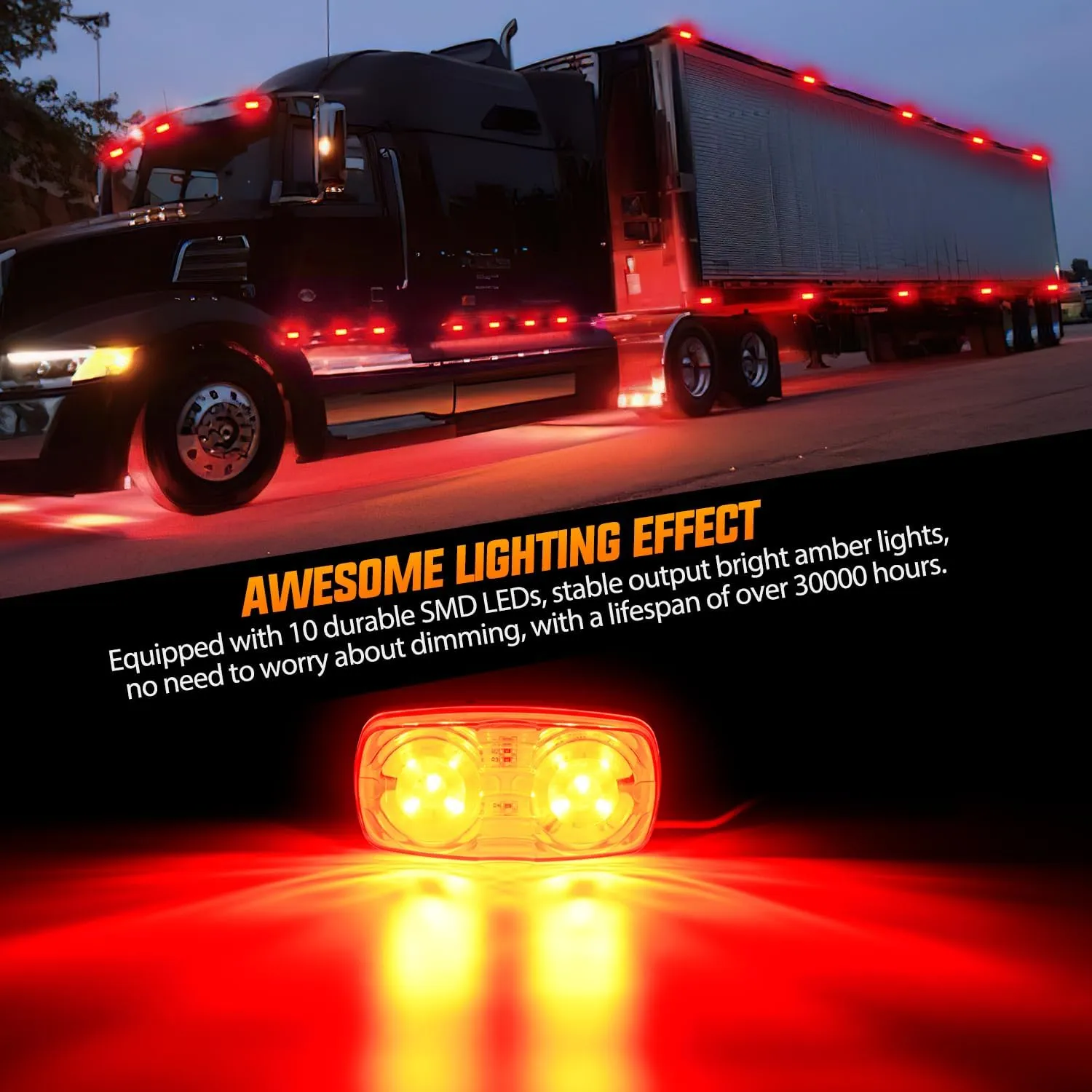 5PCS Red 10LED Rectangular Clearance Double Bullseye Marker Light