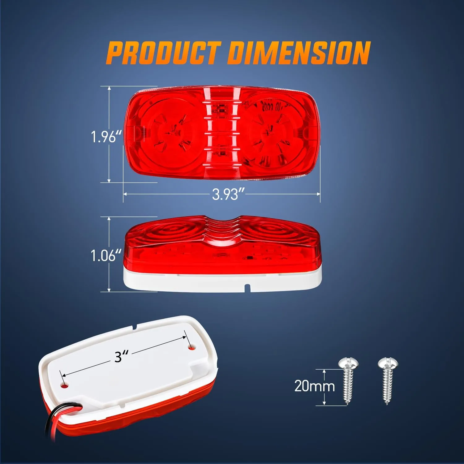 5PCS Red 10LED Rectangular Clearance Double Bullseye Marker Light