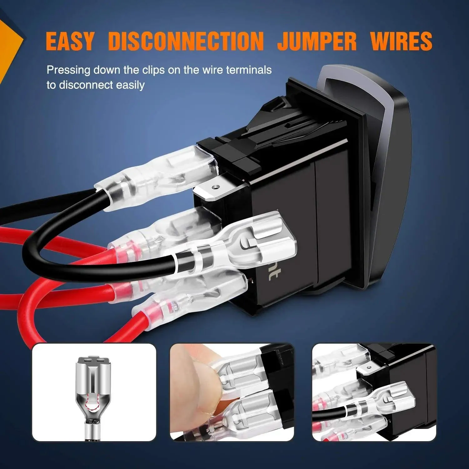 5Pin Laser On/Off Lighted Whip Rocker Switch Blue
