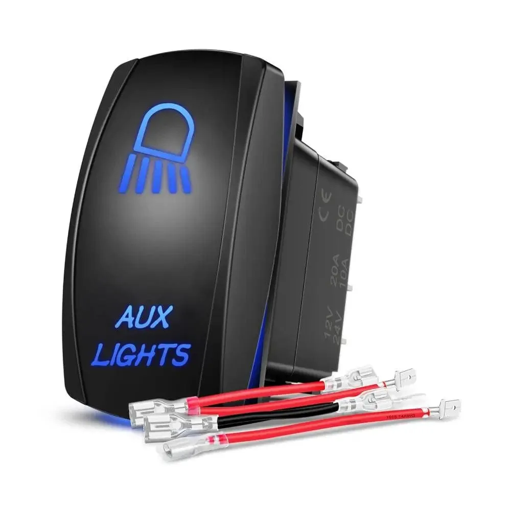 5Pin Laser On/Off SPST Aux Lights Rocker Switch Blue