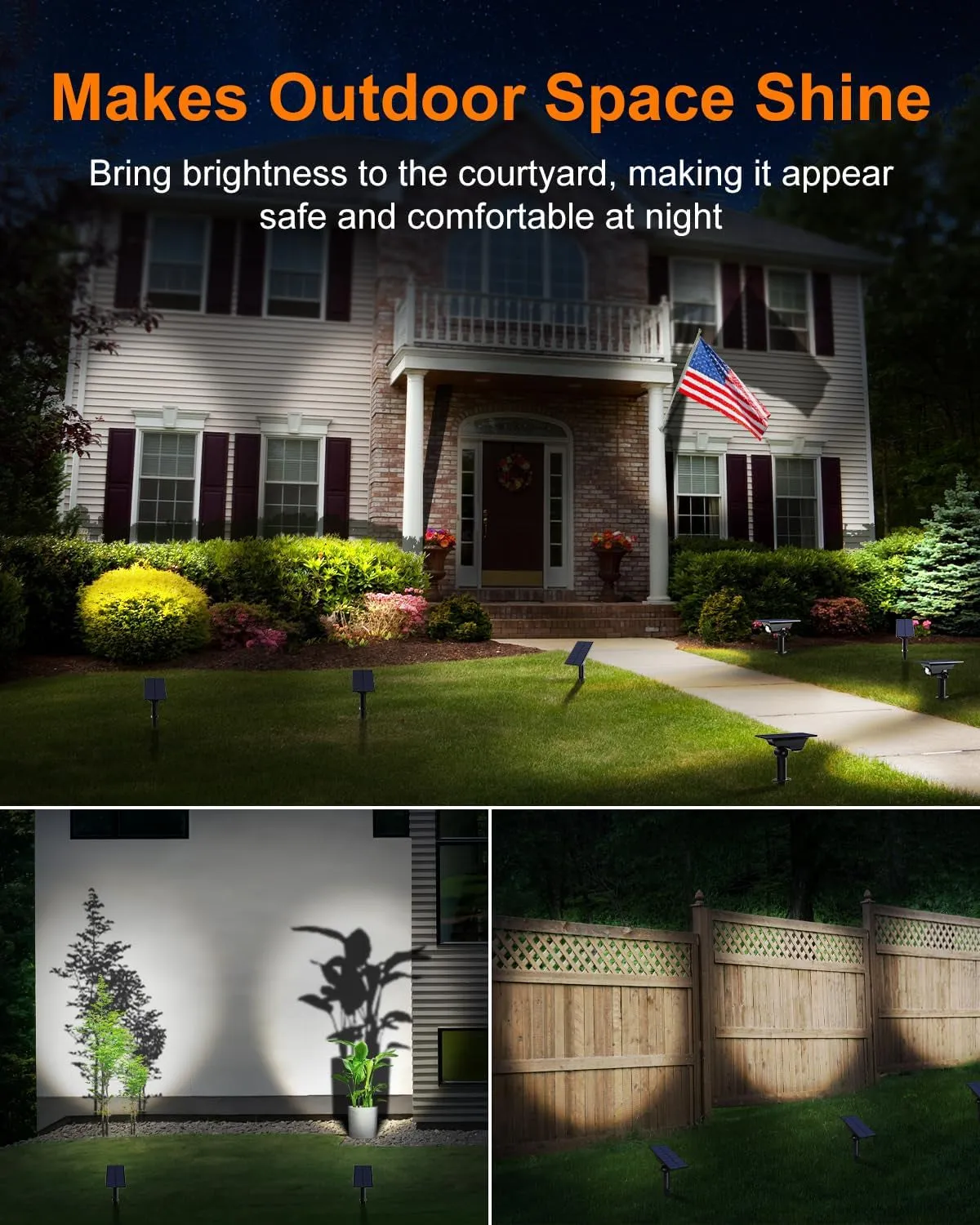 6 Pack Solar Power Spot Lights Outdoor Waterproof LED Dusk to Dawn Landscape Spotlight Lamp for outside Yard, Tree, Flag, Plants, Garden, Statues, Wall, 3 Modes, 18 Hours Accent Ambient Lighting