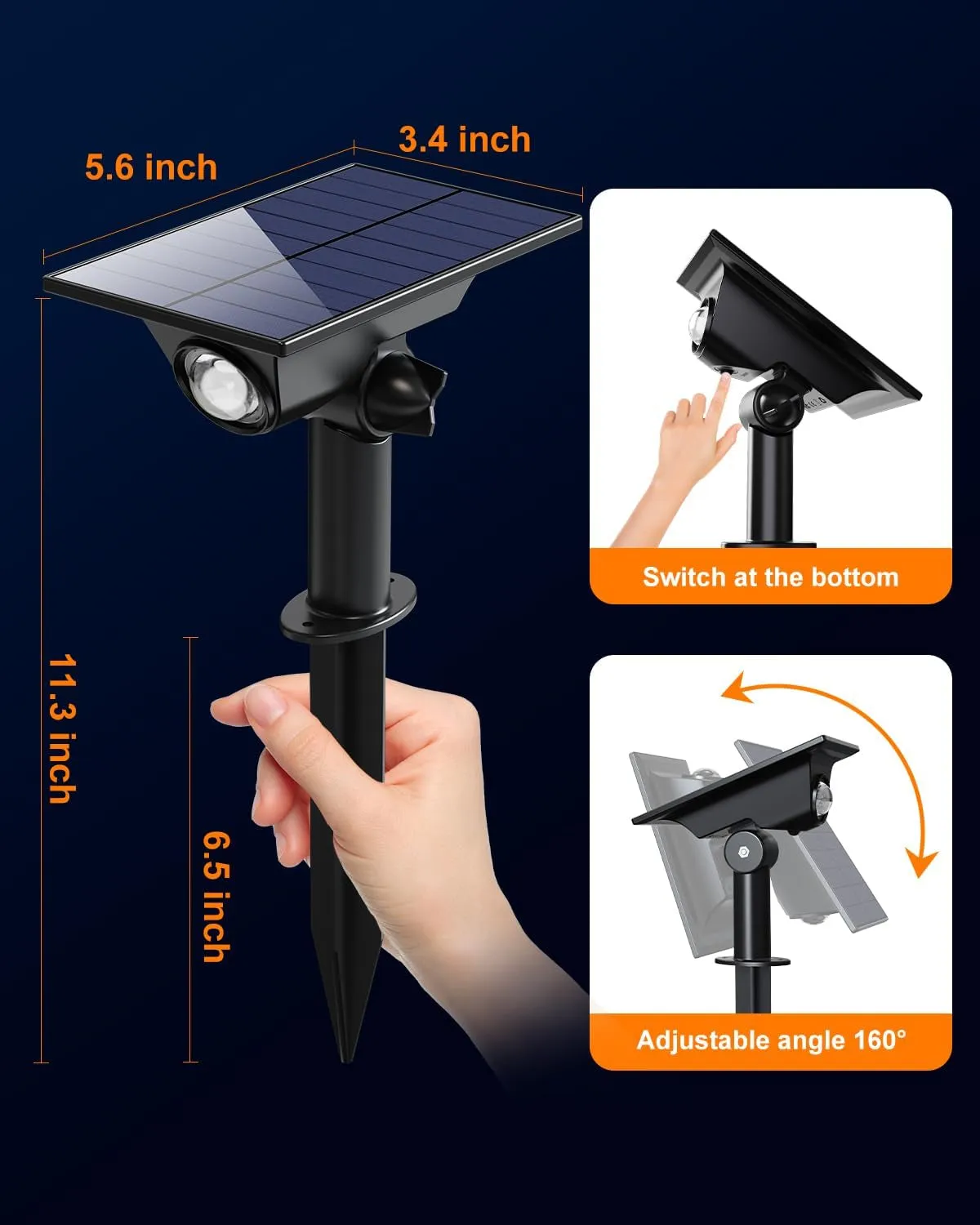 6 Pack Solar Power Spot Lights Outdoor Waterproof LED Dusk to Dawn Landscape Spotlight Lamp for outside Yard, Tree, Flag, Plants, Garden, Statues, Wall, 3 Modes, 18 Hours Accent Ambient Lighting