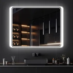 ARC homes Rectangular Wall Mounted Stylish Led Mirror with Touch Sensor | Bathroom Mirror with Led Lights | Long Mirror for Bedroom Living Room Washbasin Lighting Mirror (Triple Light, 18 x 24 Inch)