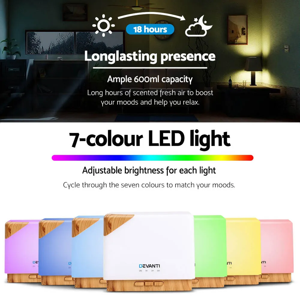 Aroma Diffuser Air Humidifier Night Light 600ml