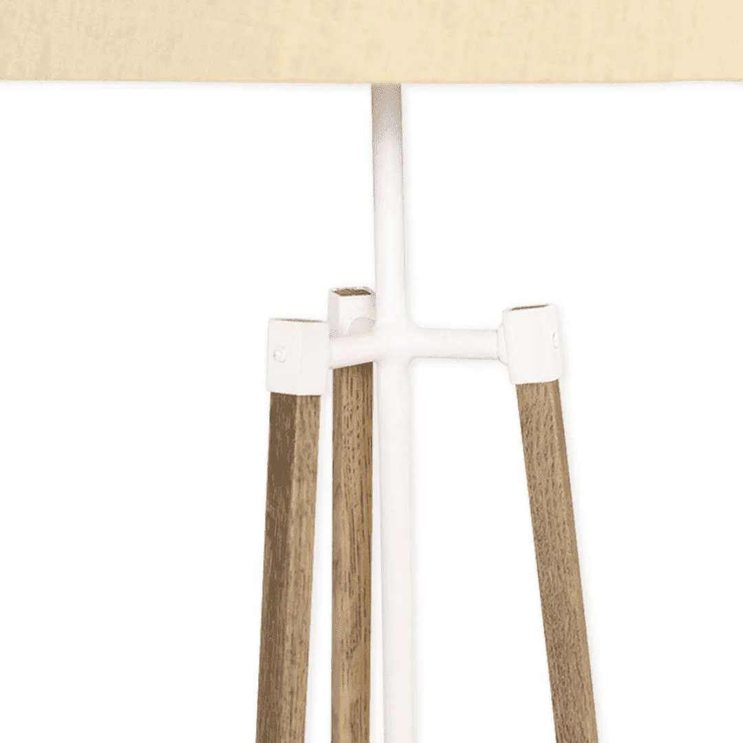 Avery Side Lamp (Sand Shade   Wood & White Metal Body)