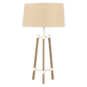 Avery Side Lamp (Sand Shade   Wood & White Metal Body)