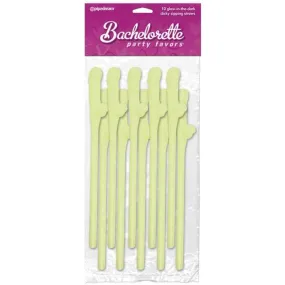 Bachelorette Party Favors - Dicky Sipping Straws - Glow in the Dark Straws - Set of 10