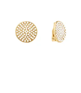 Beaded Pearls Round Clip-On Earrings
