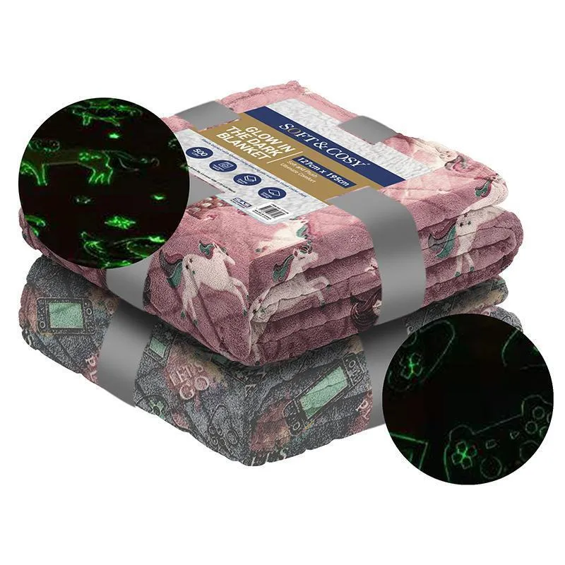 Blanket Flannel Fleece Glow In The Dark 127cm x 195cm Single Bed
