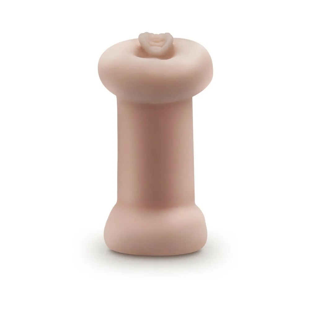 Glow-in-the-Dark Dual-Feature Self-Lubricating Stroker for Men, Soft & Wet Model, in Beige - Blush M Series