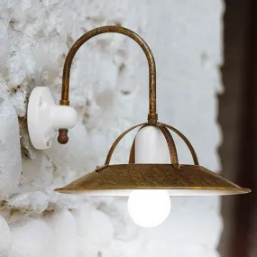 Brass and White Glazed Ceramic Wall Light