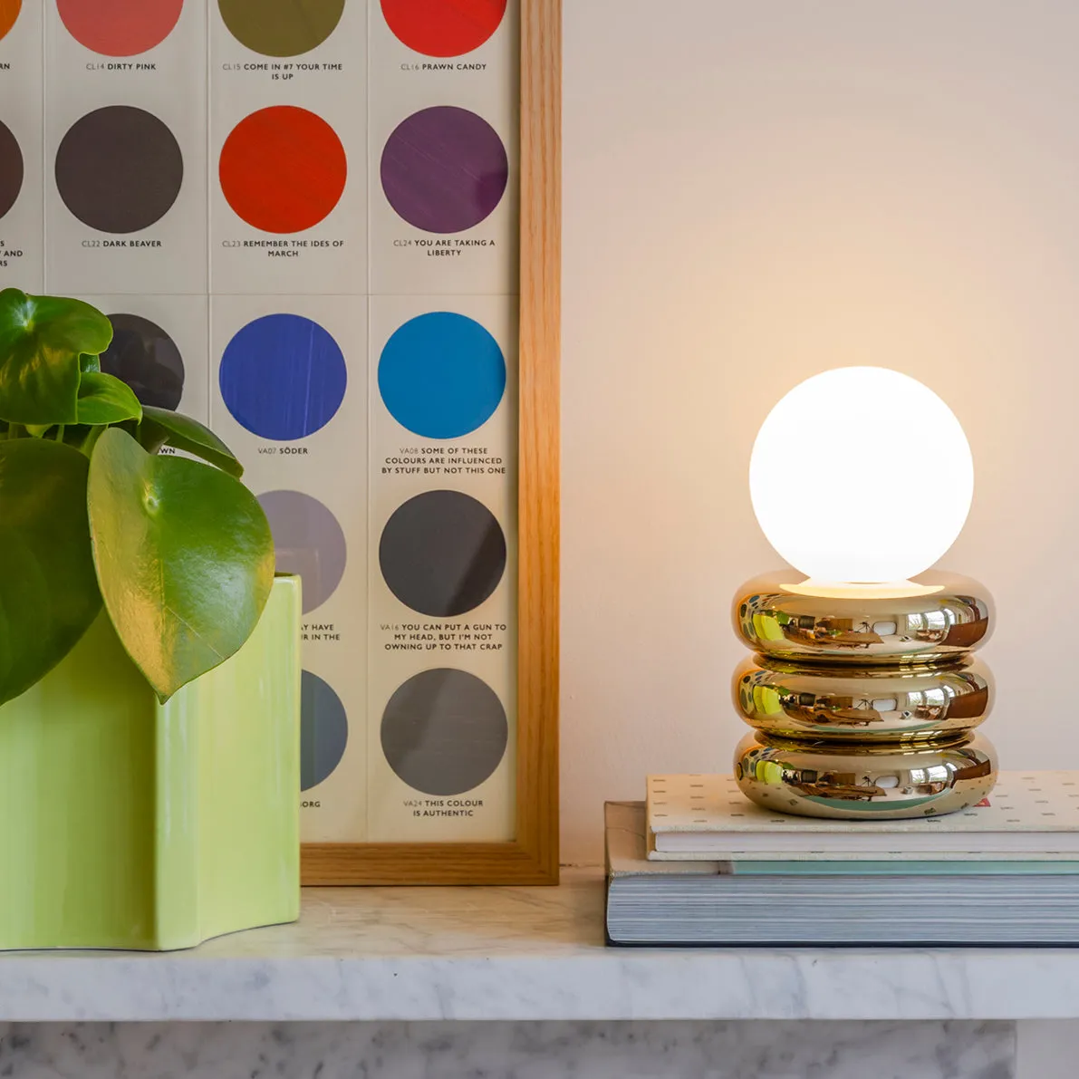 Brass cordless tube table lamp