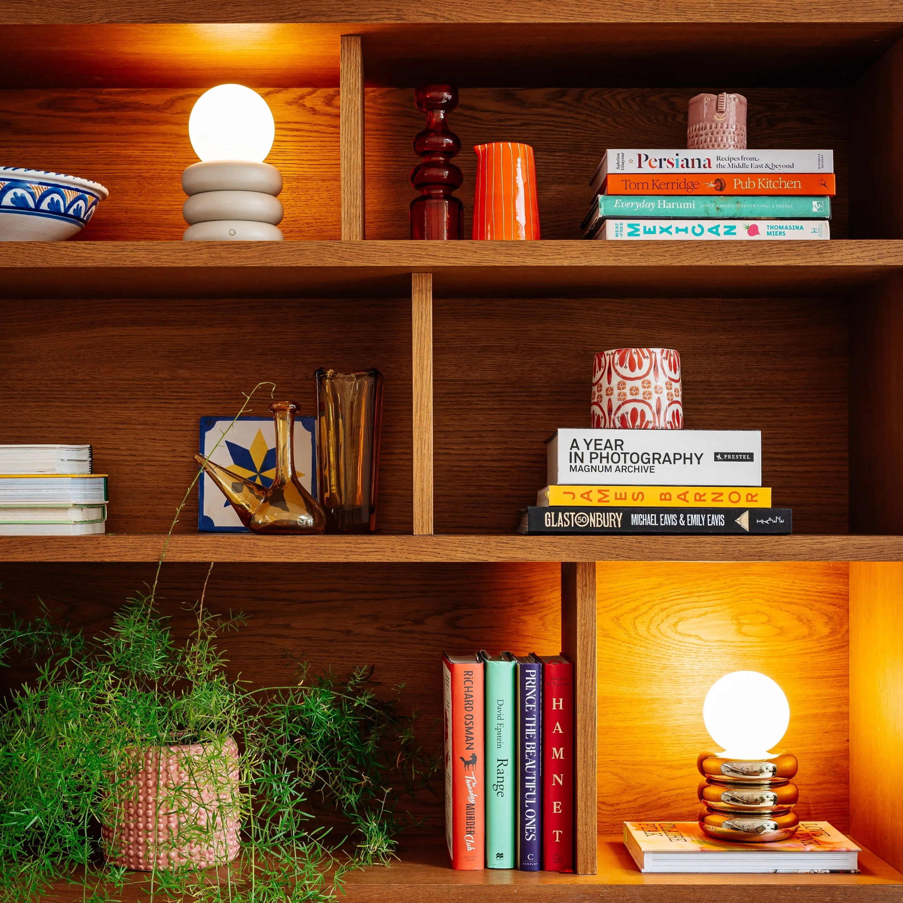 Brass cordless tube table lamp