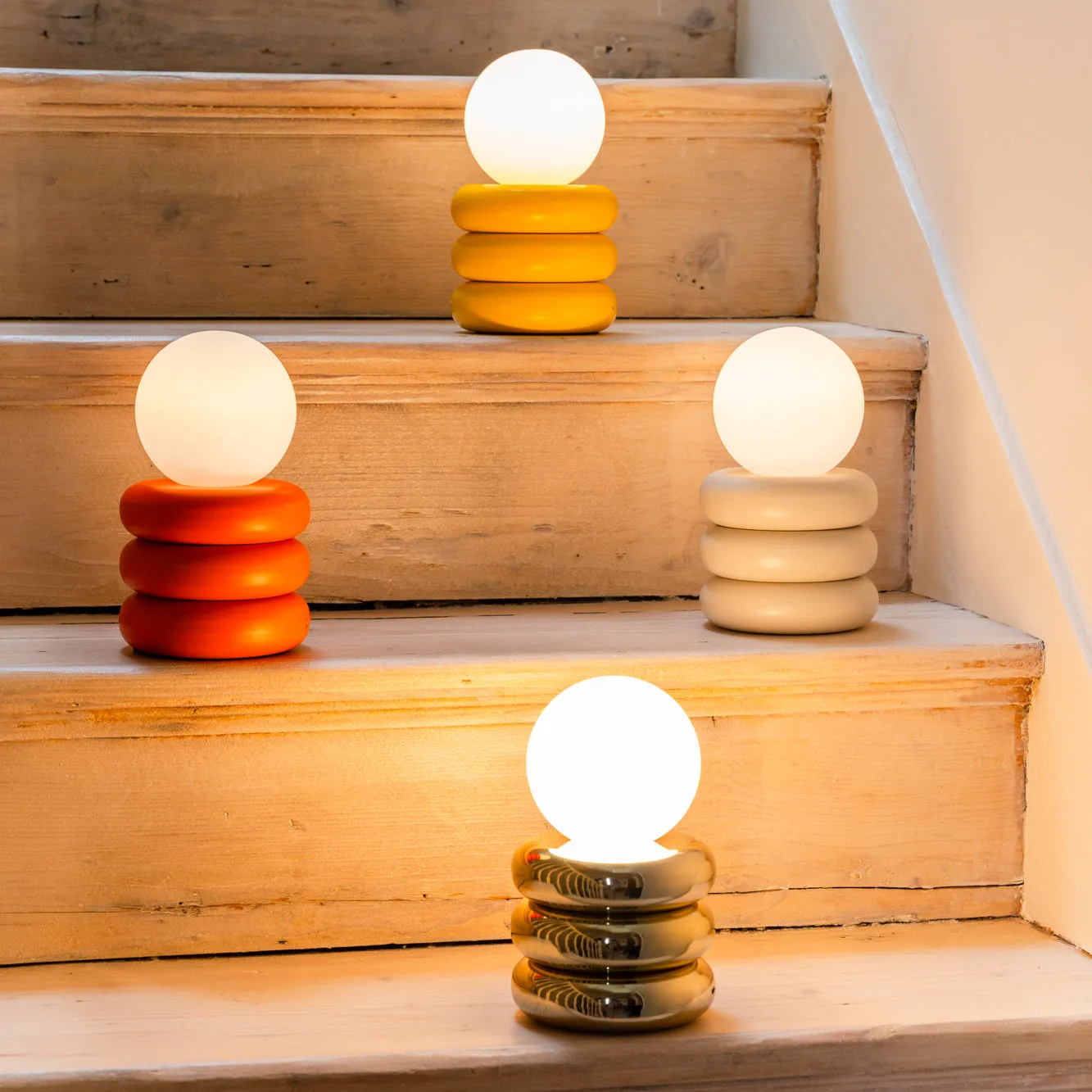 Brass cordless tube table lamp