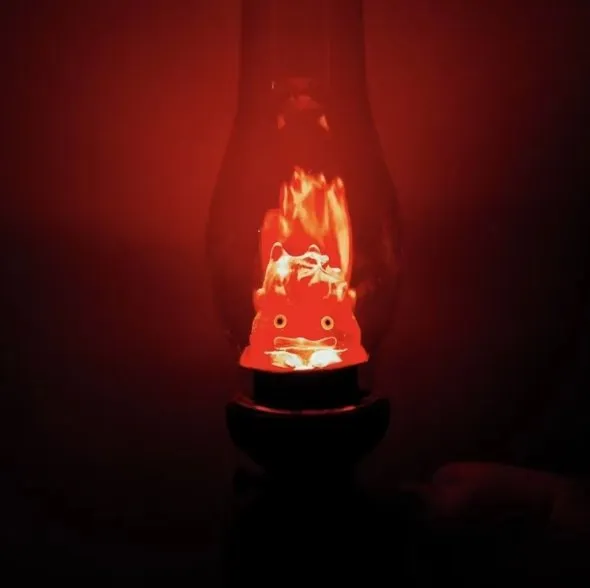 Calcifer Flameless Night Light - Halloween Retro Decorative Candle Light, Cartoon Anime Kerosene Lamp for Bedroom Bedside Table