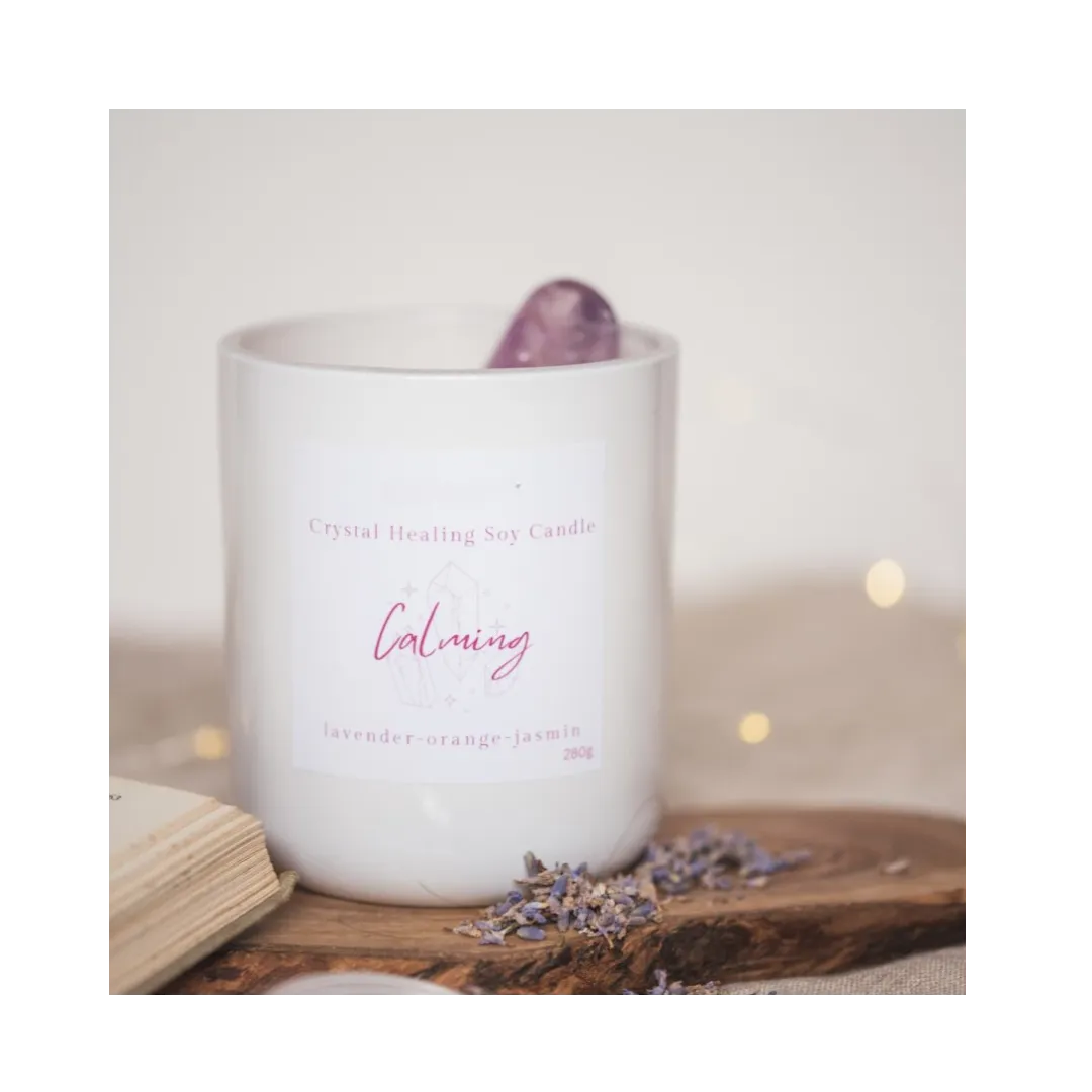 Calming Crystal Healing Candle