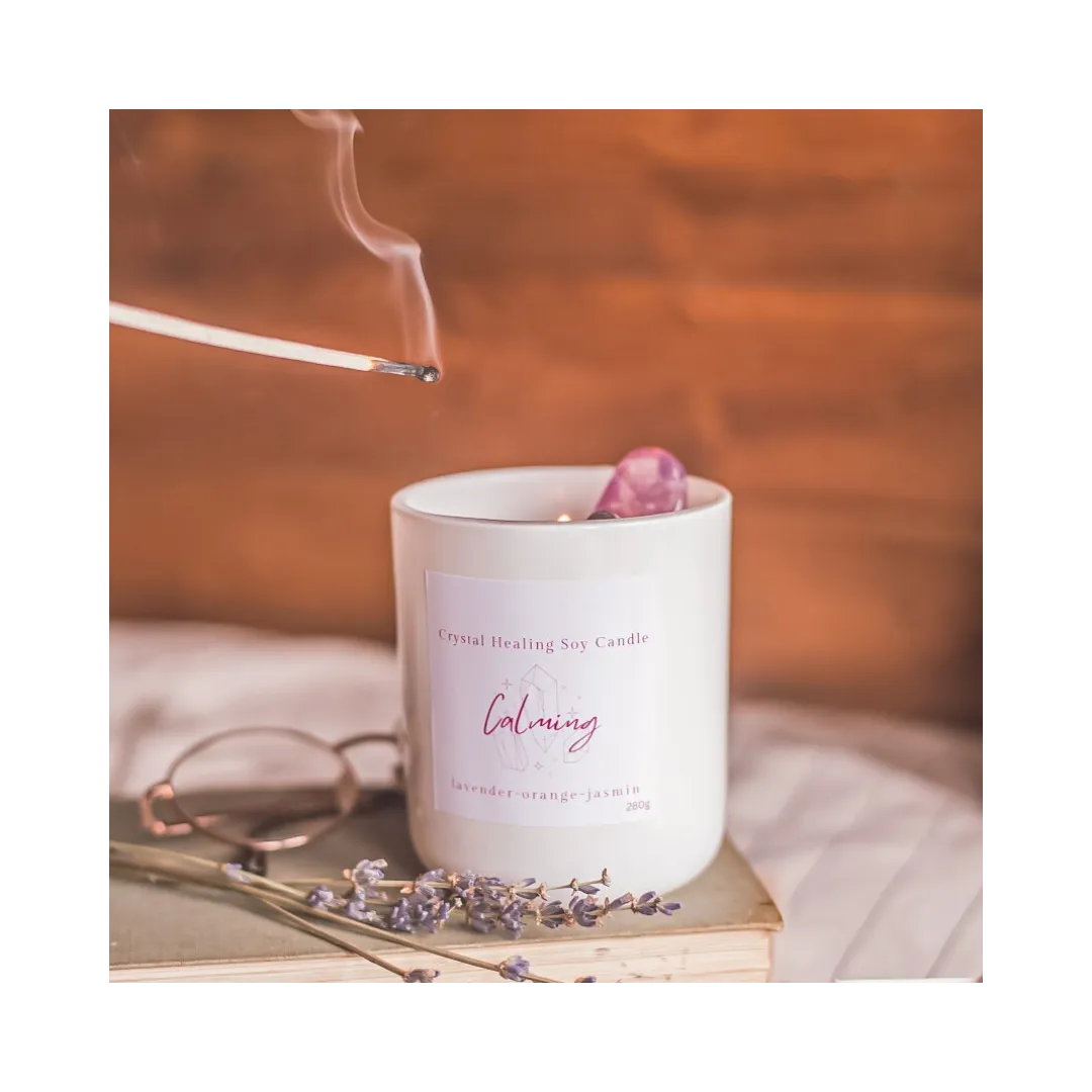 Calming Crystal Healing Candle