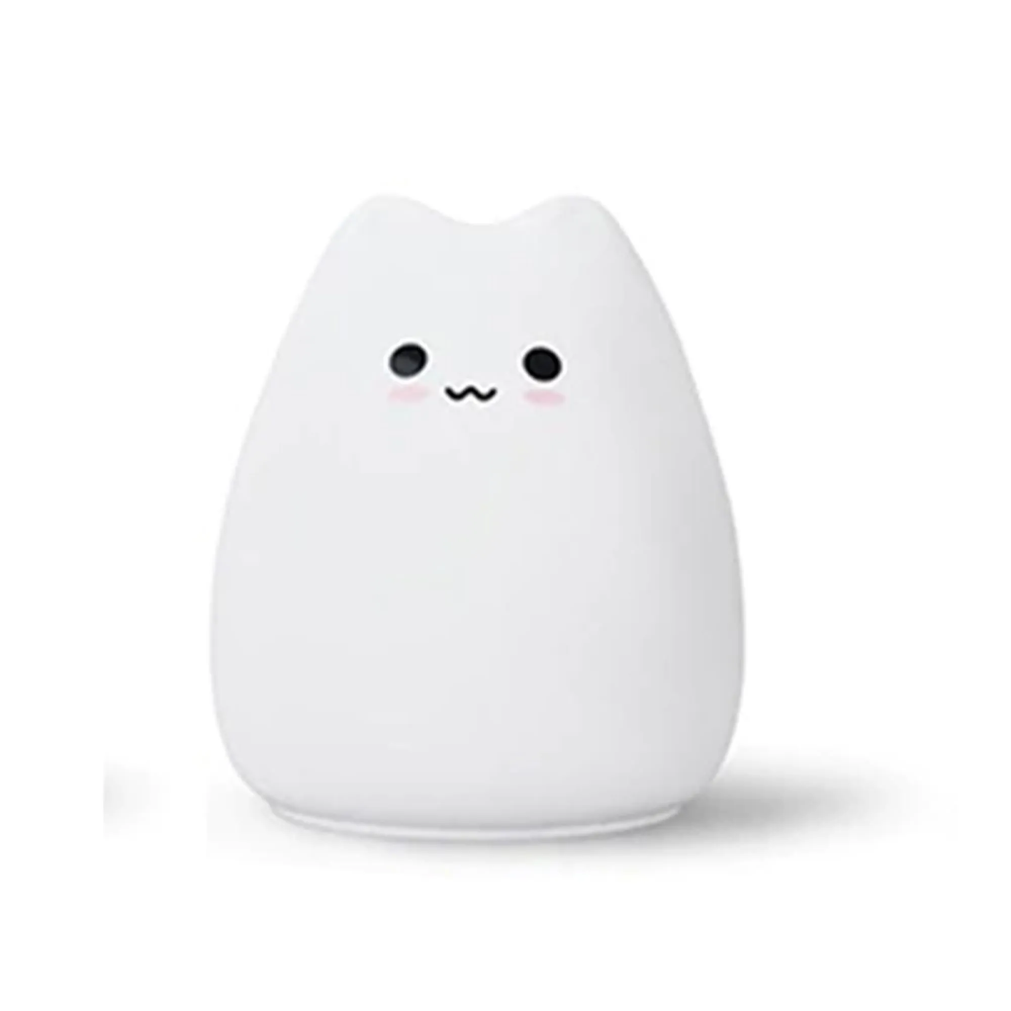 Cute Cat LED Night Light for Babies & Kids Multi-Color Silicone Bedside Lamp with Rechargeable 1200 mAh Li Battery