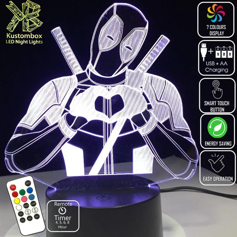 Deadpool Love Hands 3D LED Night Light Lamp