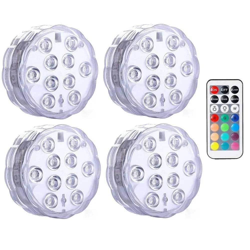 Dwarakesh Enterprises® IP68 2 Meter Submersible tealight Candles 10 LEDs Battery Operated Flashing Candles for Candles Party Garden Decoration 1pc