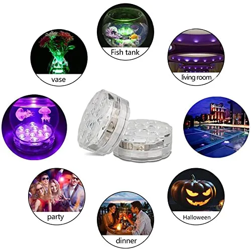 Dwarakesh Enterprises® IP68 2 Meter Submersible tealight Candles 10 LEDs Battery Operated Flashing Candles for Candles Party Garden Decoration 1pc