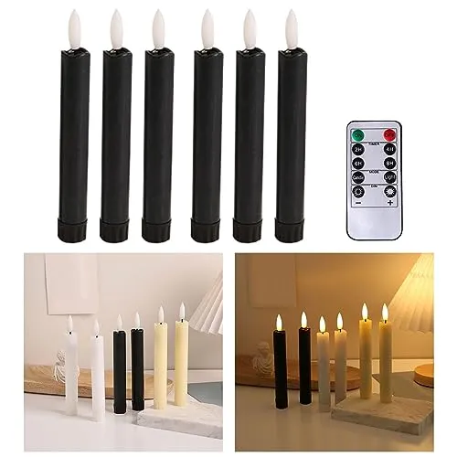 Enakshi 6X LED Candles 3D Wick Flameless Taper Candles for Wedding Party Black|Home & Garden | Home D?©cor | Candles